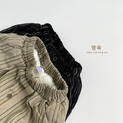 ロングパンツ・スウェットパンツ キッズパンツ コーデュロイストライプ裏フリースロングパンツ【mh0008167】