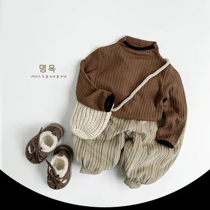 ロングパンツ・スウェットパンツ キッズパンツ コーデュロイストライプ裏フリースロングパンツ【mh0008167】