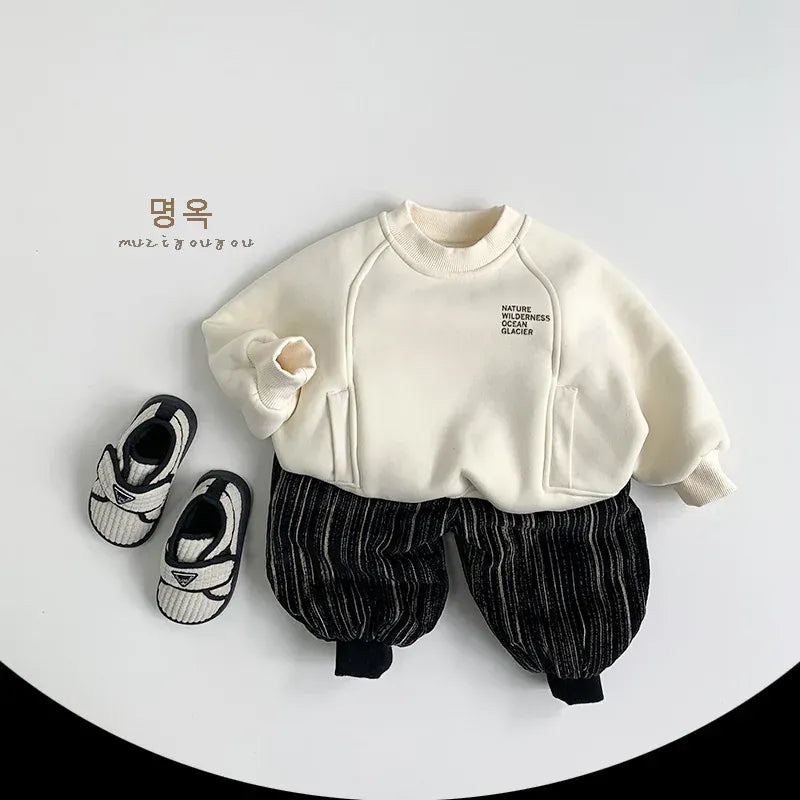 トレーナー・フーディ キッズトップス 裏ボアフリース切り替えデザイン長袖スウェットトレーナー【mh0008172】