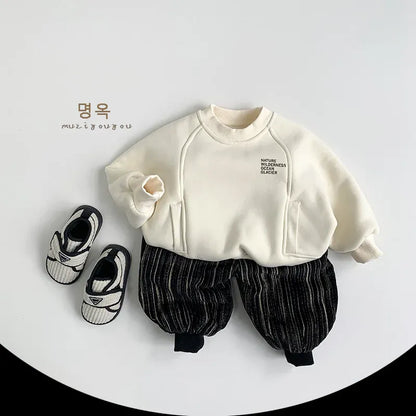 トレーナー・フーディ キッズトップス 裏ボアフリース切り替えデザイン長袖スウェットトレーナー【mh0008172】