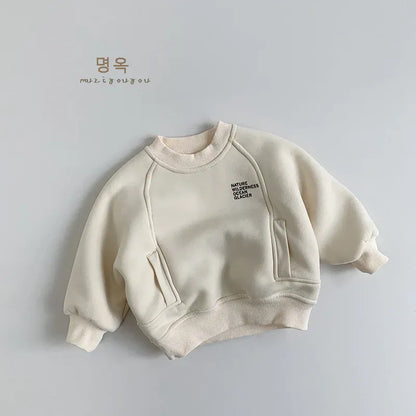 トレーナー・フーディ キッズトップス 裏ボアフリース切り替えデザイン長袖スウェットトレーナー【mh0008172】