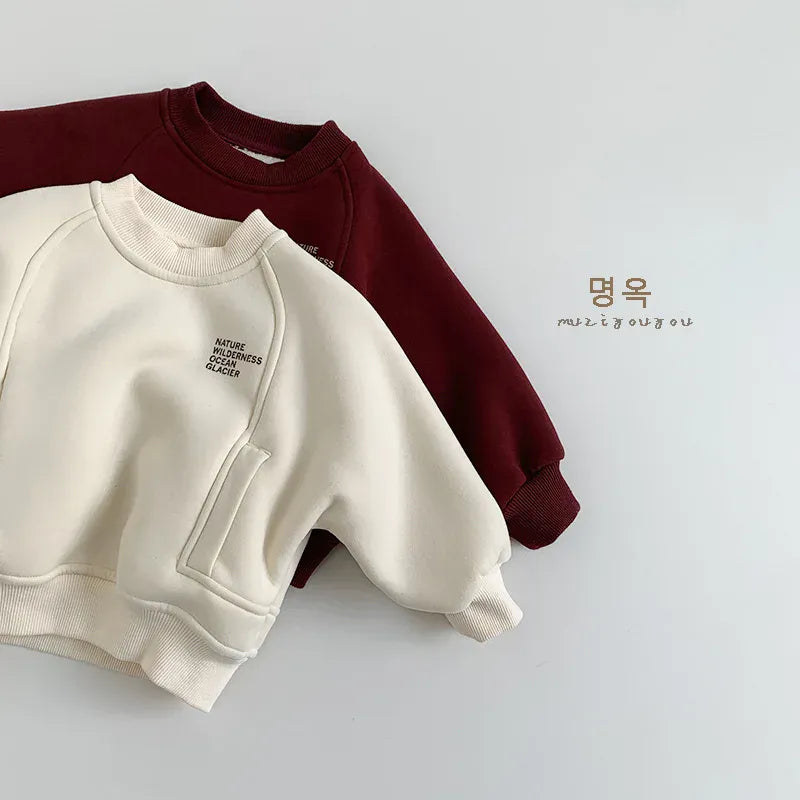 トレーナー・フーディ キッズトップス 裏ボアフリース切り替えデザイン長袖スウェットトレーナー【mh0008172】