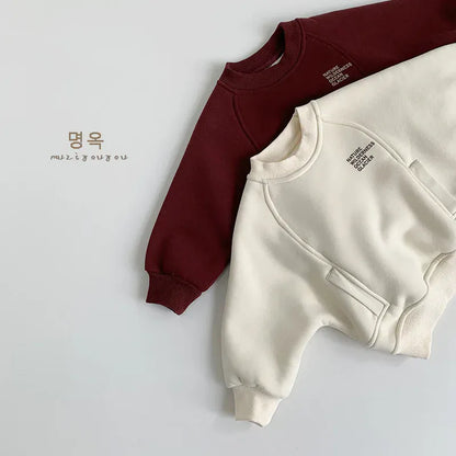 トレーナー・フーディ キッズトップス 裏ボアフリース切り替えデザイン長袖スウェットトレーナー【mh0008172】