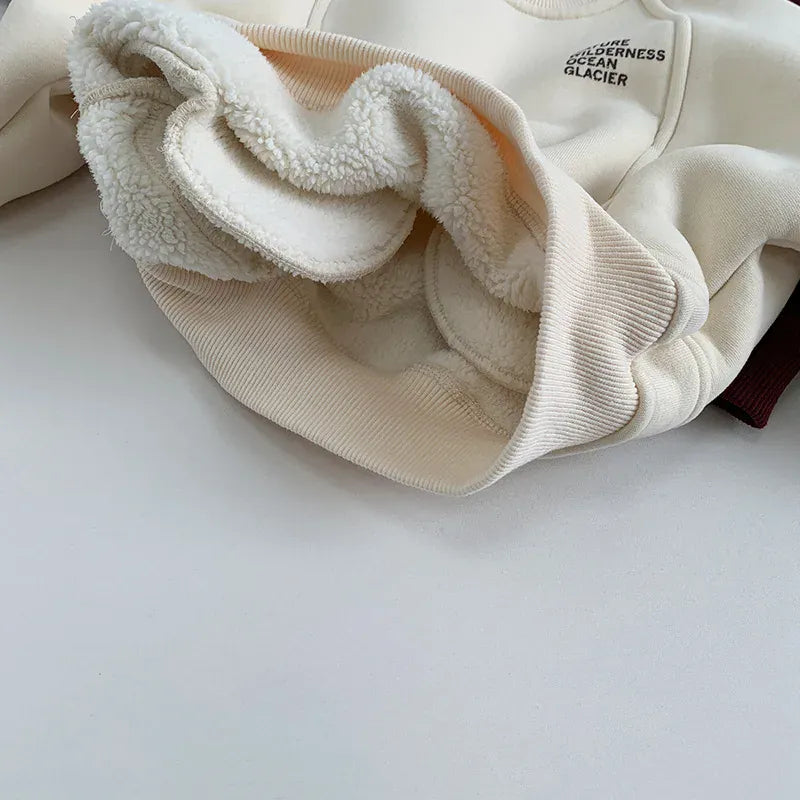 トレーナー・フーディ キッズトップス 裏ボアフリース切り替えデザイン長袖スウェットトレーナー【mh0008172】