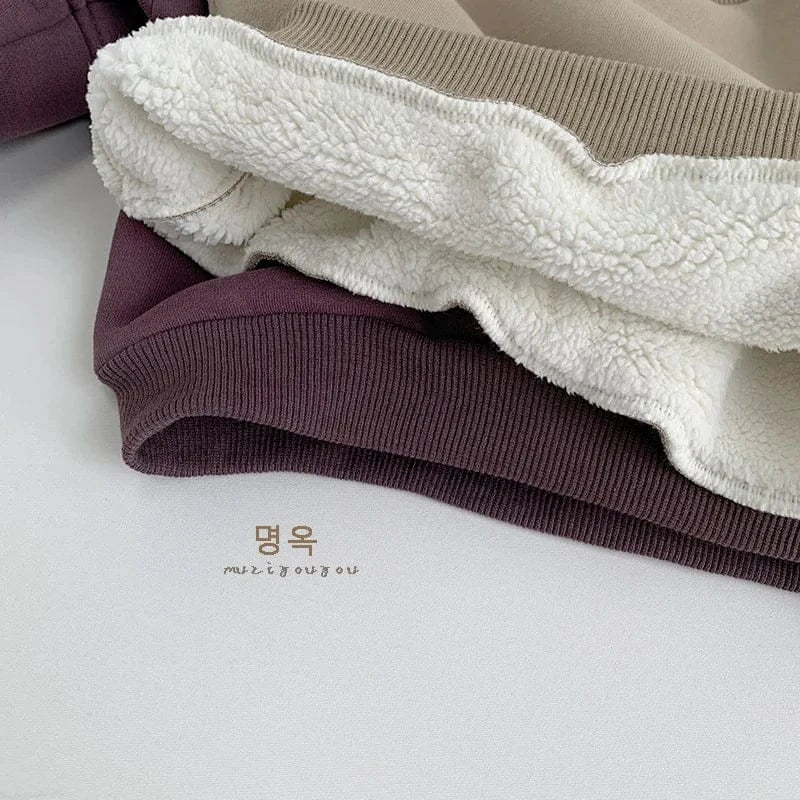 トレーナー・フーディ キッズトップス シンプルアースカラー裏フリース長袖スウェットトレーナー【mh0008173】