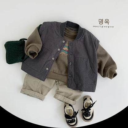 ベスト キッズベスト シンプルパデッドアウターベスト【mh0008389】