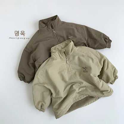 トレーナー・フーディ キッズトップス ハーフジップスタンドカラー長袖プルオーバー【mh0008390】