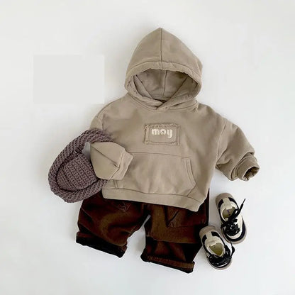 トレーナー・フーディ キッズトップス レターロゴプリントフーディ長袖スウェットパーカー【mh0008403】