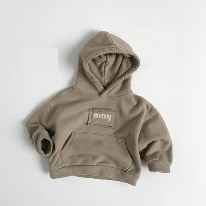 トレーナー・フーディ キッズトップス レターロゴプリントフーディ長袖スウェットパーカー【mh0008403】