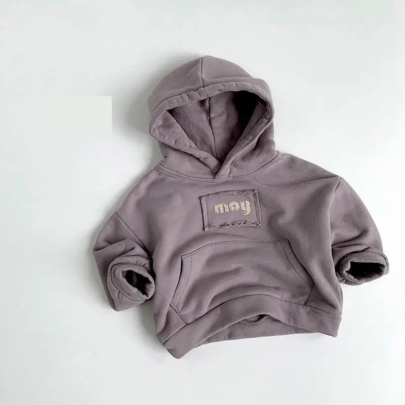 トレーナー・フーディ キッズトップス レターロゴプリントフーディ長袖スウェットパーカー【mh0008403】