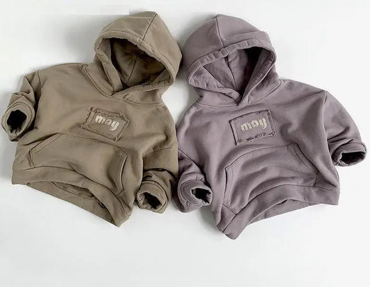 トレーナー・フーディ キッズトップス レターロゴプリントフーディ長袖スウェットパーカー【mh0008403】