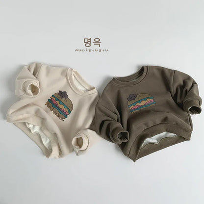 トレーナー・フーディ キッズトップス ハンバーガープリント長袖スウェットトレーナー【mh0008404】