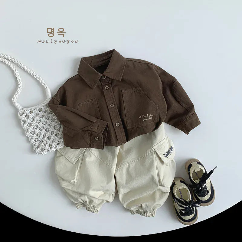 長袖シャツ・ブラウス キッズトップス ビッグポケットロゴ長袖シャツ【mh0008850】