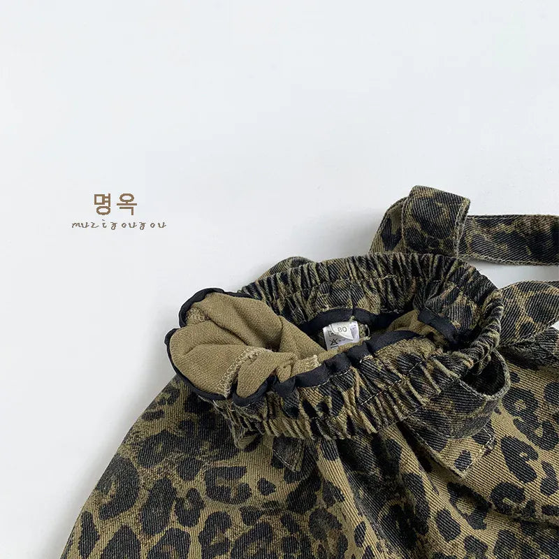 サロペットパンツ・サスペンダーパンツ キッズサロペット レオパードプリントサスペンダーパンツ【mh0008854】