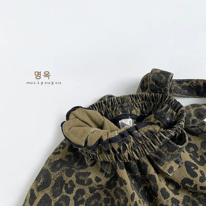 サロペットパンツ・サスペンダーパンツ キッズサロペット レオパードプリントサスペンダーパンツ【mh0008854】