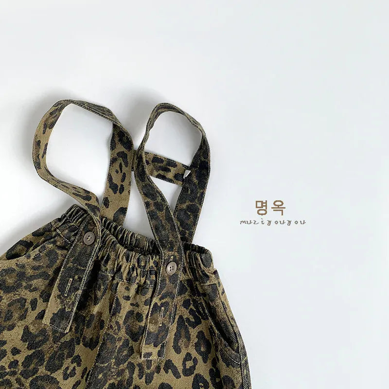 サロペットパンツ・サスペンダーパンツ キッズサロペット レオパードプリントサスペンダーパンツ【mh0008854】