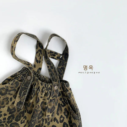 サロペットパンツ・サスペンダーパンツ キッズサロペット レオパードプリントサスペンダーパンツ【mh0008854】