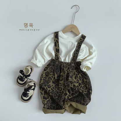 サロペットパンツ・サスペンダーパンツ キッズサロペット レオパードプリントサスペンダーパンツ【mh0008854】