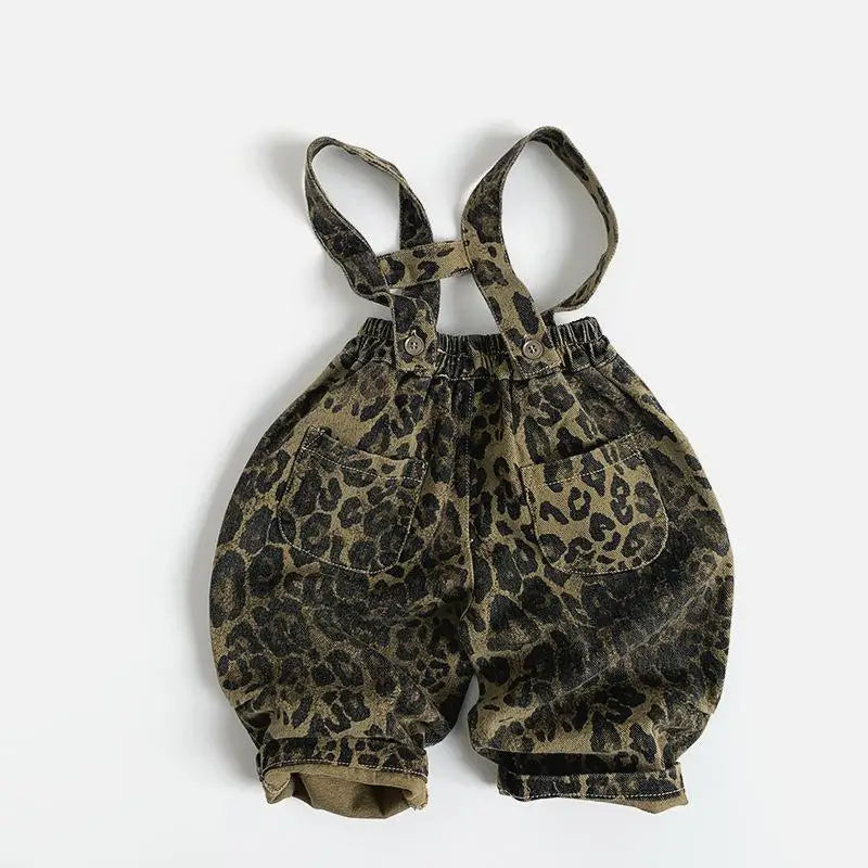 サロペットパンツ・サスペンダーパンツ キッズサロペット レオパードプリントサスペンダーパンツ【mh0008854】