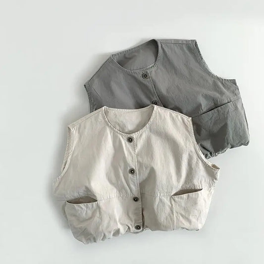 ベスト キッズベスト シンプル前あきルーズベスト【mh0008861】