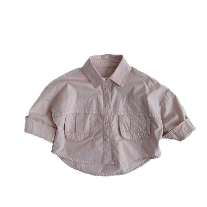 長袖シャツ・ブラウス 薄手フラップポケット長袖シャツ【mh0009575】