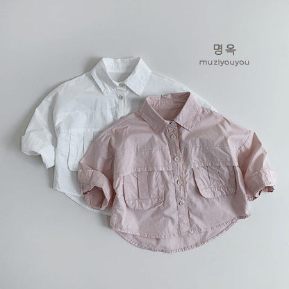 長袖シャツ・ブラウス 薄手フラップポケット長袖シャツ【mh0009575】