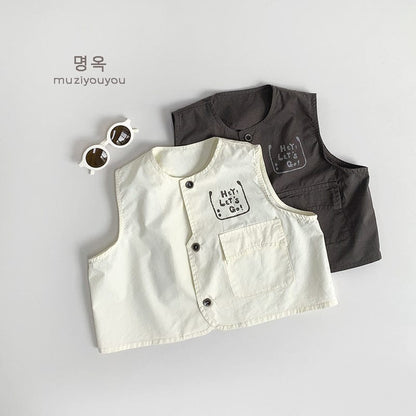 ベスト ワンポイントロゴフロントオープンベスト【mh0009586】