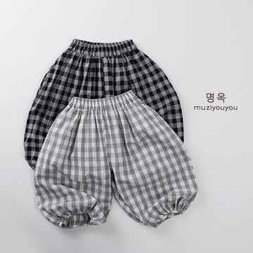 ロングパンツ・スウェットパンツ チェッククロップドバルーンイージーパンツ【mh0009799】