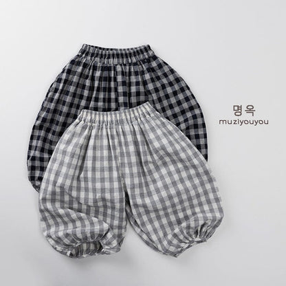 ロングパンツ・スウェットパンツ チェッククロップドバルーンイージーパンツ【mh0009799】