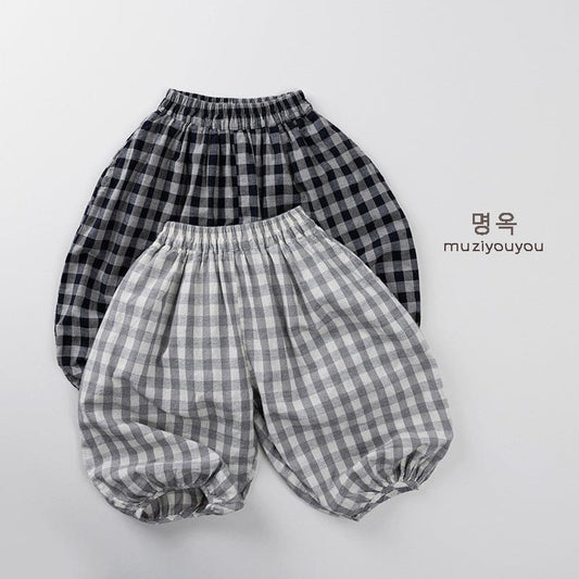 ロングパンツ・スウェットパンツ チェッククロップドバルーンイージーパンツ【mh0009799】