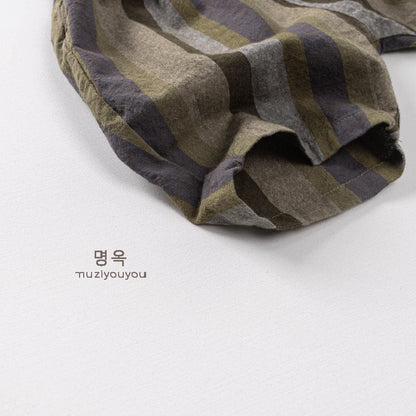 ハーフパンツ・ショートパンツ アースカラーストライプハーフパンツ【mh0009801】