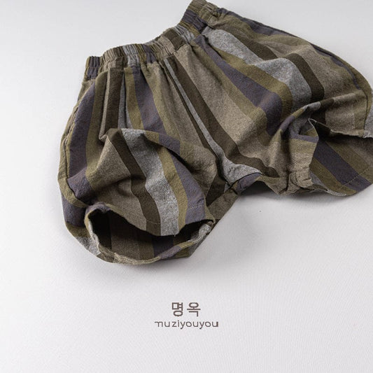 ハーフパンツ・ショートパンツ アースカラーストライプハーフパンツ【mh0009801】