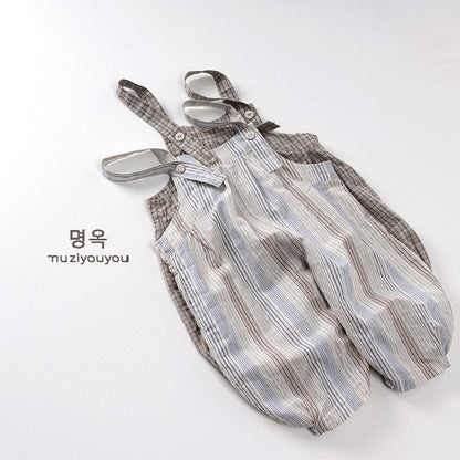 オーバーオール チェック/ストライプコットンオーバーオール【mh0009804】