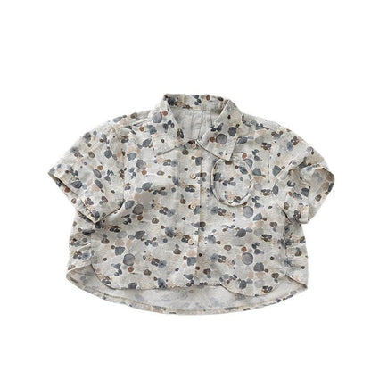 半袖シャツ・ブラウス ストーンドットプリント半袖シャツ【mh0009805】