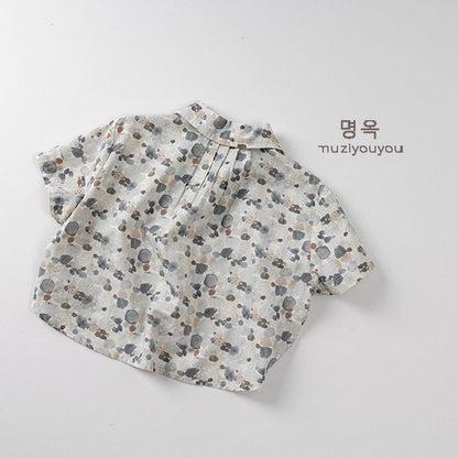 半袖シャツ・ブラウス ストーンドットプリント半袖シャツ【mh0009805】