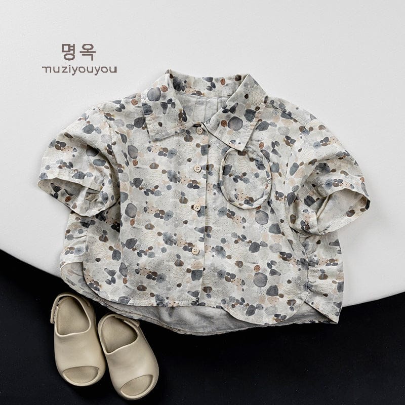 半袖シャツ・ブラウス ストーンドットプリント半袖シャツ【mh0009805】