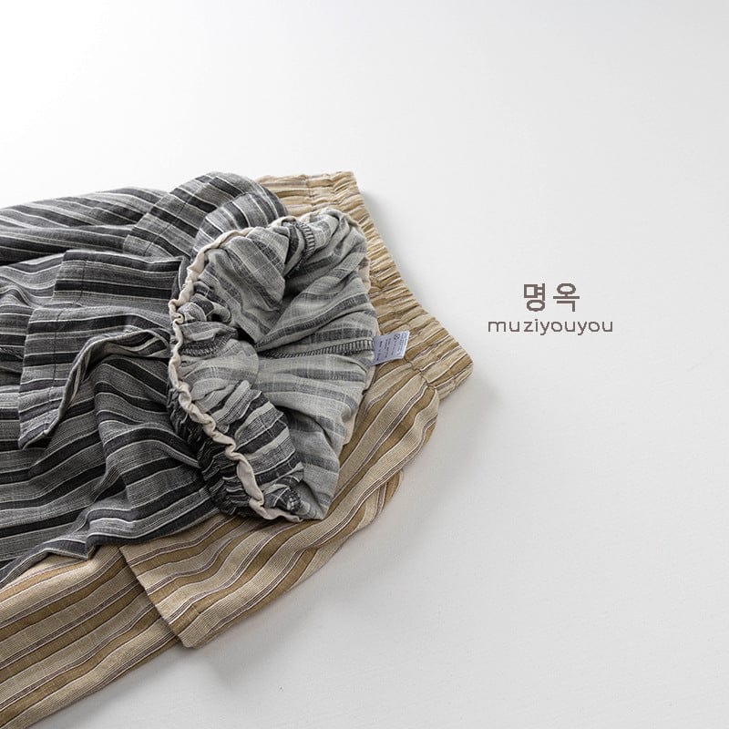 ロングパンツ・スウェットパンツ エプロンドッキングストライプルーズイージーパンツ【mh0009816】