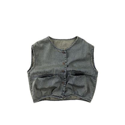 ベスト ウォッシュデニムポケットベスト【mh0009821】