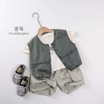 ベスト ウォッシュデニムポケットベスト【mh0009821】