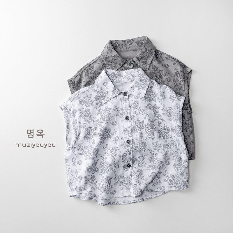 タンクトップ・キャミソール・ノースリーブトップス フラワープリントノースリーブシャツ【mh0010455】