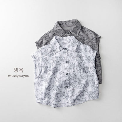 タンクトップ・キャミソール・ノースリーブトップス フラワープリントノースリーブシャツ【mh0010455】