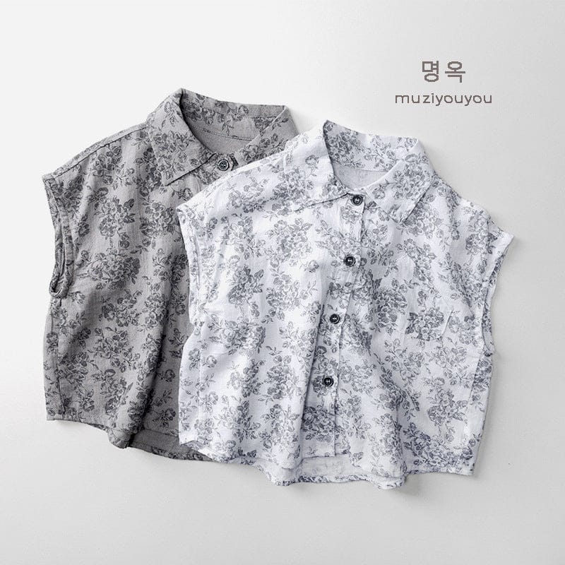 タンクトップ・キャミソール・ノースリーブトップス フラワープリントノースリーブシャツ【mh0010455】