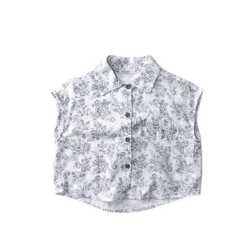 タンクトップ・キャミソール・ノースリーブトップス フラワープリントノースリーブシャツ【mh0010455】