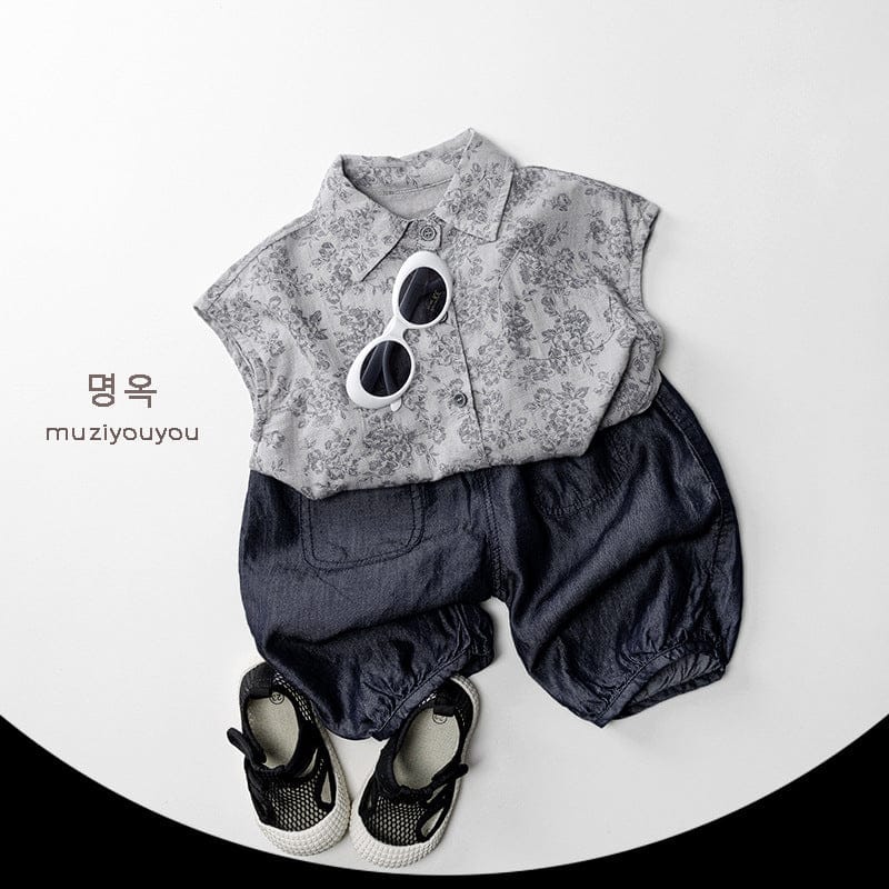 タンクトップ・キャミソール・ノースリーブトップス フラワープリントノースリーブシャツ【mh0010455】