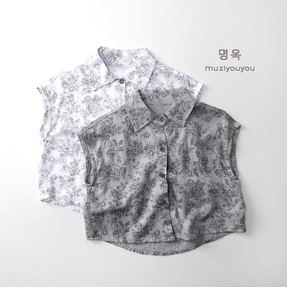 タンクトップ・キャミソール・ノースリーブトップス フラワープリントノースリーブシャツ【mh0010455】