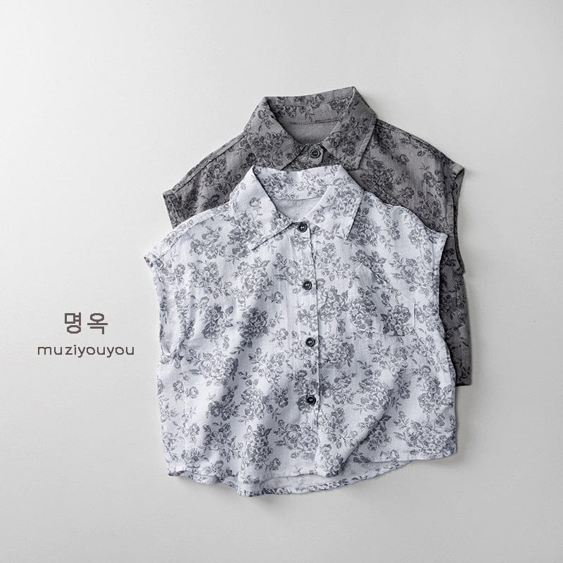 タンクトップ・キャミソール・ノースリーブトップス フラワープリントノースリーブシャツ【mh0010455】