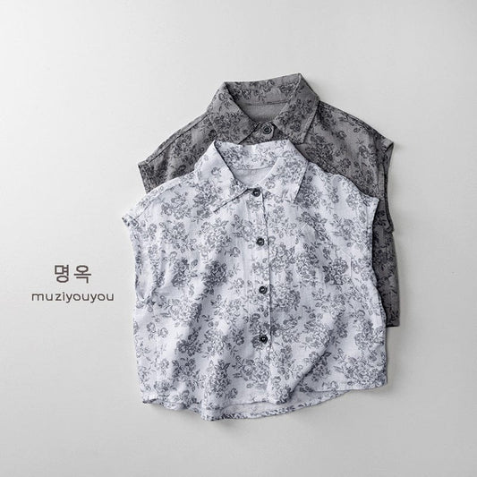 タンクトップ・キャミソール・ノースリーブトップス フラワープリントノースリーブシャツ【mh0010455】