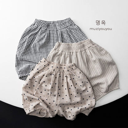 ハーフパンツ・ショートパンツ チェック/ストライプ/ドットプリントショートパンツ【mh0010465】