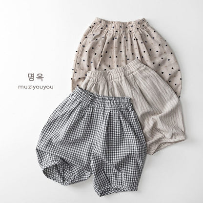 ハーフパンツ・ショートパンツ チェック/ストライプ/ドットプリントショートパンツ【mh0010465】