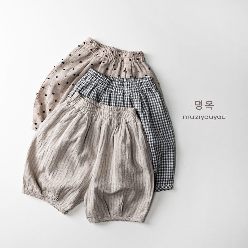 ハーフパンツ・ショートパンツ チェック/ストライプ/ドットプリントショートパンツ【mh0010465】